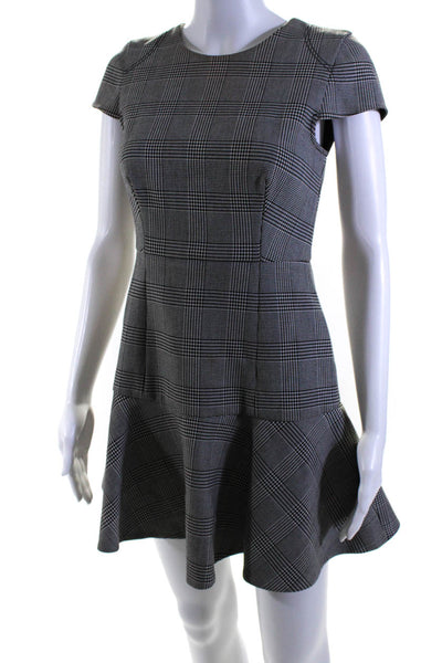 J Crew Womens Short Sleeve Houndstooth Flounce Trim Sheath Dress Black Size 0P