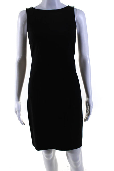 Theory Womens Wool Boat Neck Sleeveless Sheath Dress Black Size 0