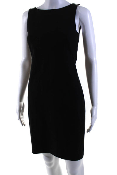 Theory Womens Wool Boat Neck Sleeveless Sheath Dress Black Size 0