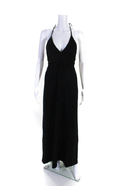 Susana Monaco Womens V Neck Halter Neck Maxi Dress Black Size S