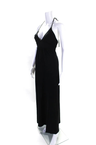 Susana Monaco Womens V Neck Halter Neck Maxi Dress Black Size S