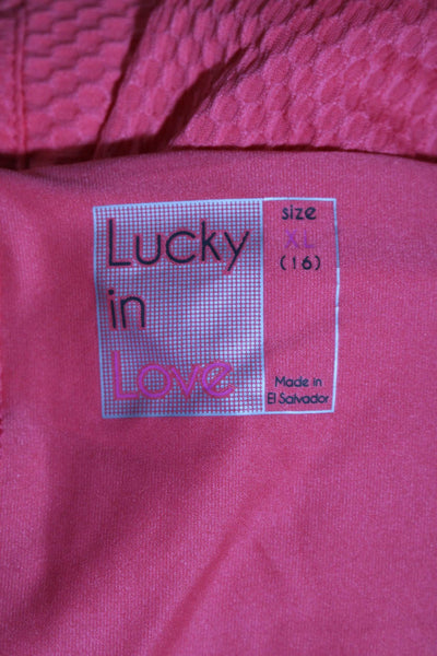 Lucky In Love Womens Textured Activewear Skirt Pink Size XL