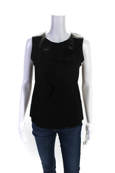 Theory Womens Sleeveless Ruffle Flounce Blouse Black Size P