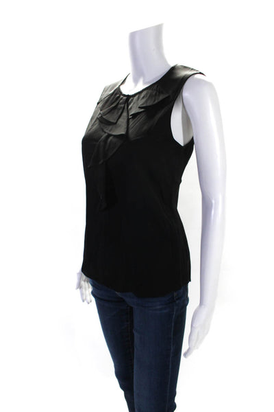 Theory Womens Sleeveless Ruffle Flounce Blouse Black Size P