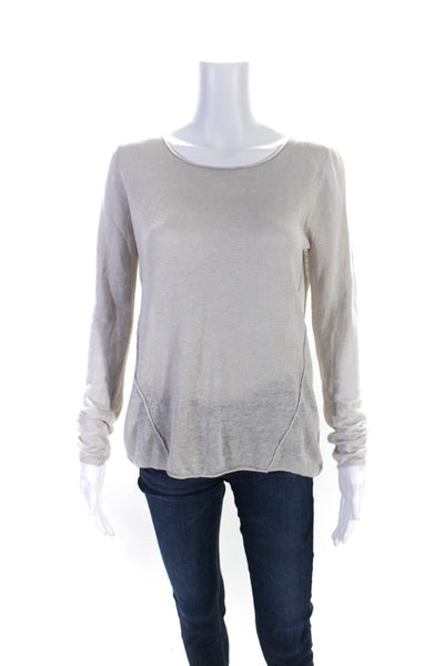 Skull Cashmere Womens Linen Scoop Neck Graphic Knit Top Gray Size XS