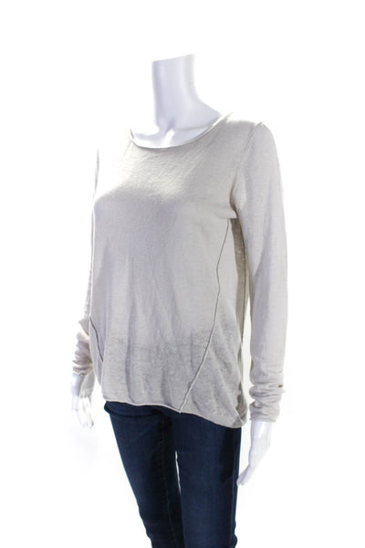 Skull Cashmere Womens Linen Scoop Neck Graphic Knit Top Gray Size XS