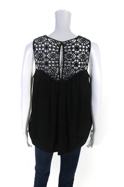 Ulla Johnson Womens Sleeveless Silk Embroidered Sweetheart Blouse Black Size 6