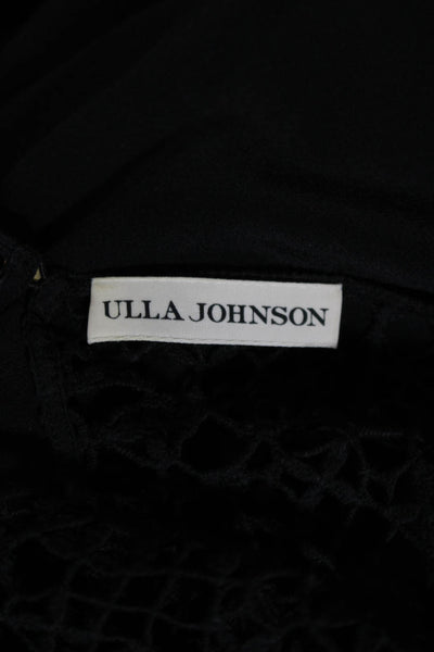 Ulla Johnson Womens Sleeveless Silk Embroidered Sweetheart Blouse Black Size 6