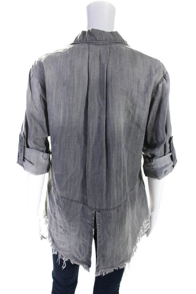 Bella Dahl Womens Long Sleeve Button Down Casual Collared Shirt Gray Size S