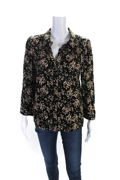 Ba&Sh Womens Long Sleeve Button Down Abstract Print Blouse Black Size XS