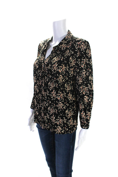 Ba&Sh Womens Long Sleeve Button Down Abstract Print Blouse Black Size XS