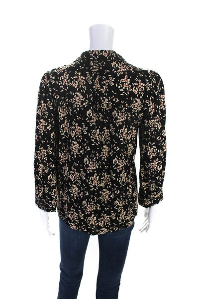 Ba&Sh Womens Long Sleeve Button Down Abstract Print Blouse Black Size XS