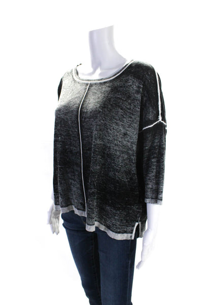 525 America Womens Drop Shoulder Long Sleeve Relaxed Fit Top Gray Size S