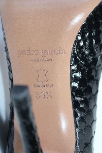 Pedro Garcia Womens Snakeskin Pointed Toe Stiletto Pumps Black Size 8.5