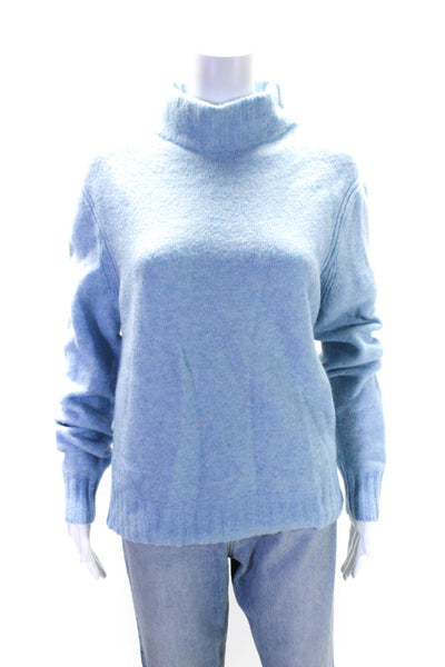 Point Sur Women's Mock Neck Long Sleeves Pullover Sweater Light Blue Size L