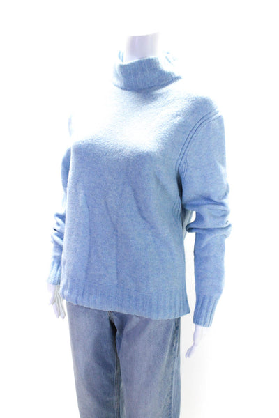 Point Sur Women's Mock Neck Long Sleeves Pullover Sweater Light Blue Size L