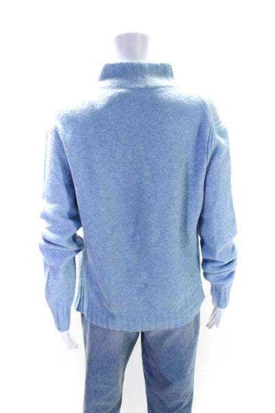 Point Sur Women's Mock Neck Long Sleeves Pullover Sweater Light Blue Size L