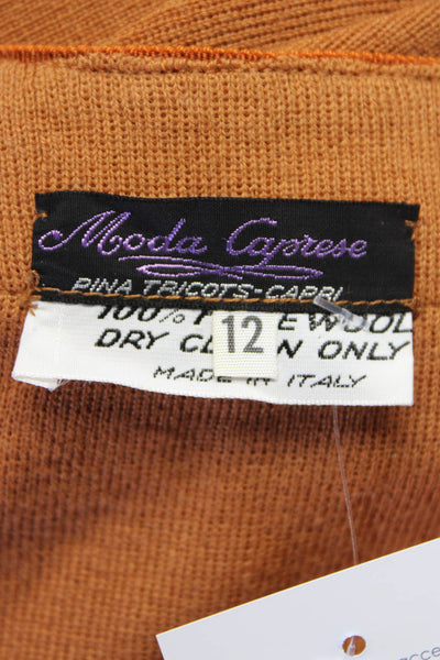 Moda Caprese Women's V-Neck Long Sleeves Button Down Cardigan Brown Size 12