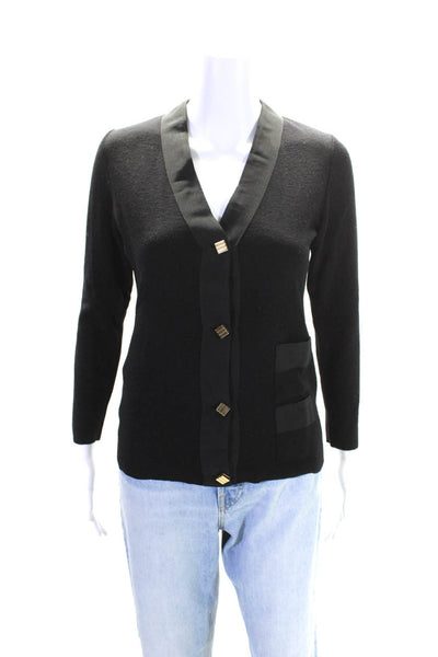 Moda Caprese Women's Long Sleeve Button Down Cardigan Sweater Black Size 12