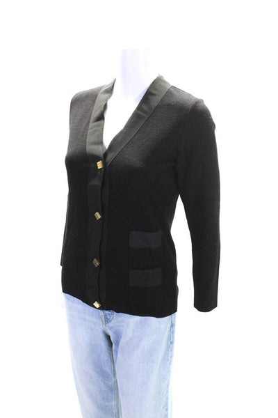 Moda Caprese Women's Long Sleeve Button Down Cardigan Sweater Black Size 12