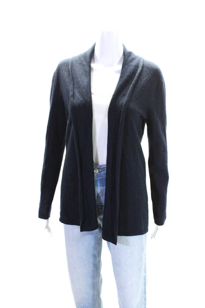 Neiman Marcus Women's Round Neck Long Sleeves Open Front Cardigan Blue Size M