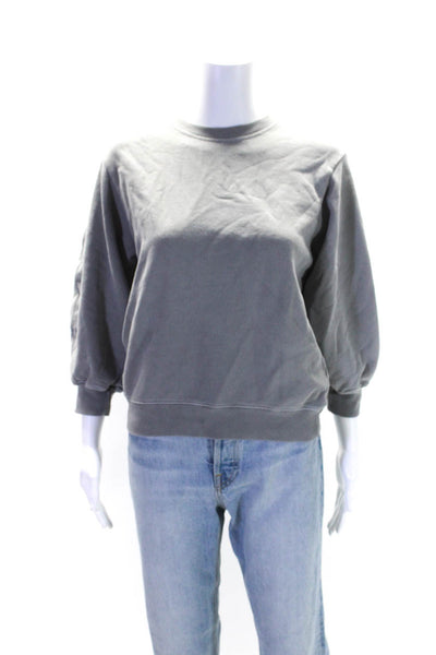 Agolde Womens Cotton Terry Long Sleeve Crewneck Sweatshirt Top Light Gray Size S