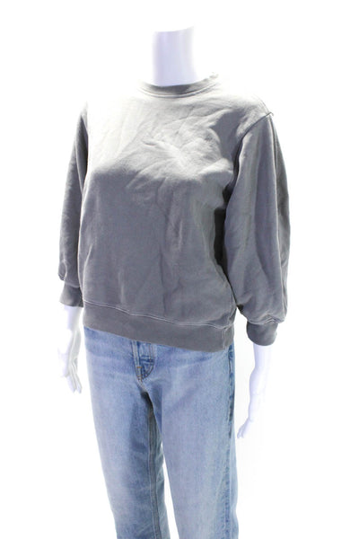 Agolde Womens Cotton Terry Long Sleeve Crewneck Sweatshirt Top Light Gray Size S