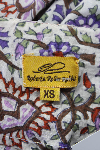 Roberta Roller Rabbit Womens Cotton Floral Print Tunic Blouse Multicolor Size XS