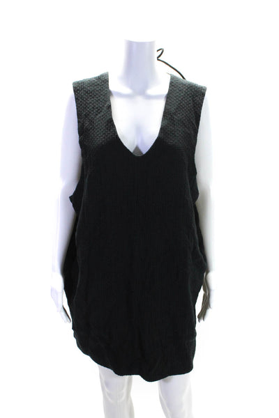 Free People Women's V-Neck Sleeveless A-Line Mini Dress Black Size L