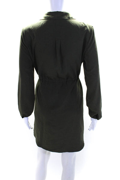 Olive and Oak Womens Long Sleeves Button Down Dress Olive Green Size Medium