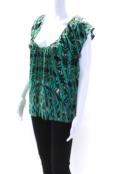 Twelfth Street by Cynthia Vincent Womens Silk Abstract Print Blouse Green Size S