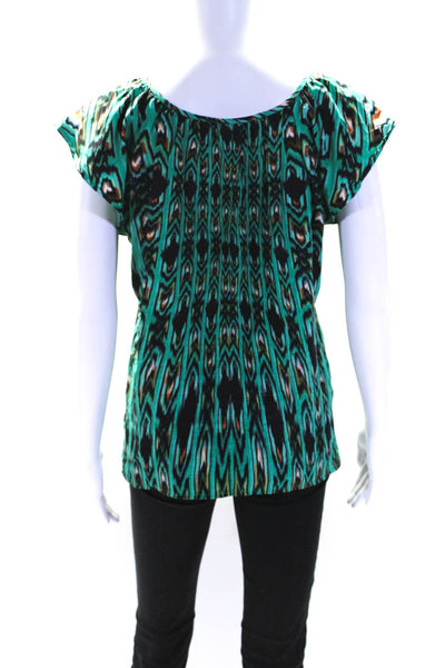 Twelfth Street by Cynthia Vincent Womens Silk Abstract Print Blouse Green Size S