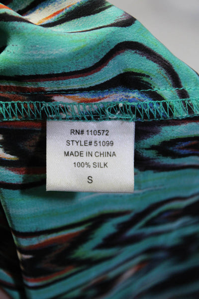 Twelfth Street by Cynthia Vincent Womens Silk Abstract Print Blouse Green Size S