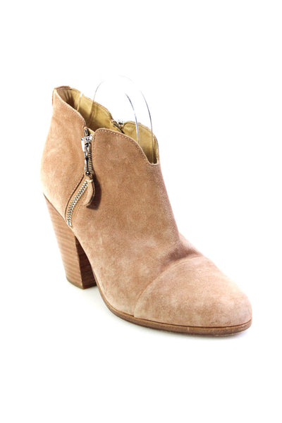 Rag & Bone Womens Suede Zip Up Short Newbury Ankle Boots Beige Size 39.5 9.5