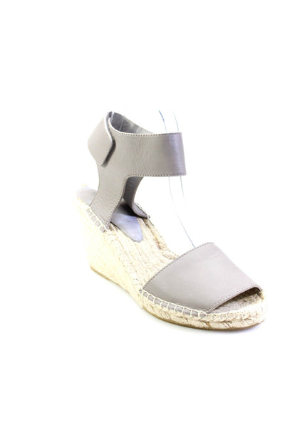 Vince Womens Leather Espadrille Slingbacks Wedge Sandals Gray Size 8 Medium