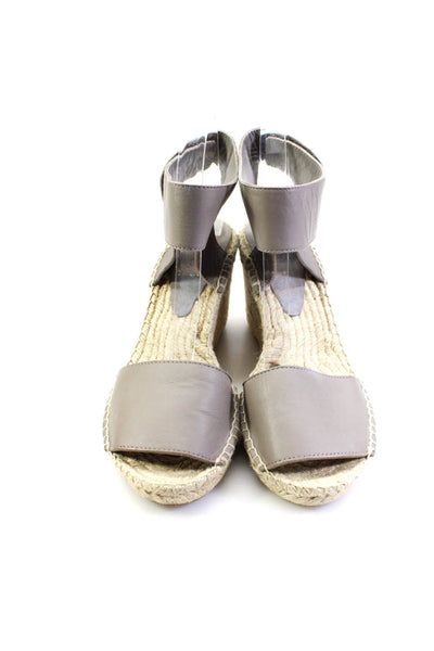 Vince Womens Leather Espadrille Slingbacks Wedge Sandals Gray Size 8 Medium