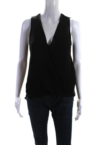 L Agence Womens Sleeveless V Neck High Low Silk Top Black Size Extra Small