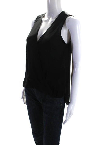 L Agence Womens Sleeveless V Neck High Low Silk Top Black Size Extra Small