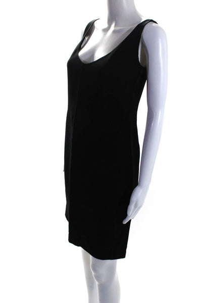 Agnona Womens Black Wool Scoop Neck Zip Back Sleeveless Shift Dress Size 48