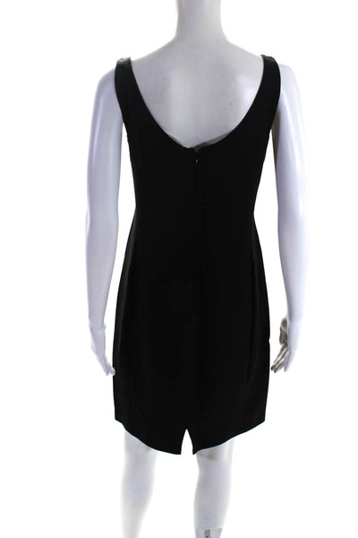 Agnona Womens Black Wool Scoop Neck Zip Back Sleeveless Shift Dress Size 48