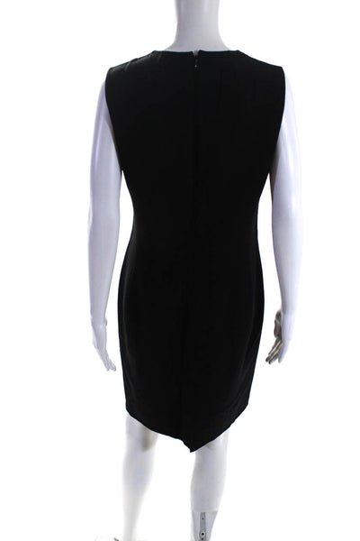 Agnona Womens Black Wool Crew Neck Zip Back Sleeveless Shift Dress Size 46