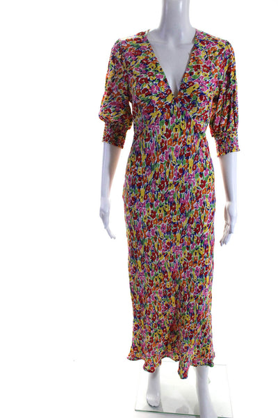 Rixo X Target Womens Multicolor Printed V-Neck 3/4 Sleeve Shift Dress Size 4