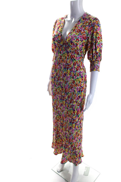 Rixo X Target Womens Multicolor Printed V-Neck 3/4 Sleeve Shift Dress Size 4