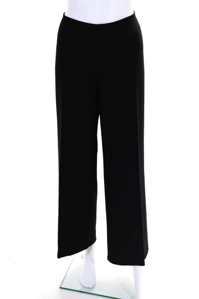 Agnona Womens Solid Black High Rise Pleated Wide Leg Dress Pants Sz 48