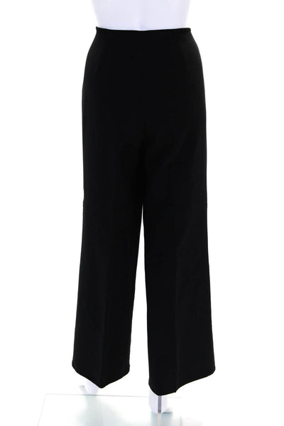 Agnona Womens Solid Black High Rise Pleated Wide Leg Dress Pants Sz 48