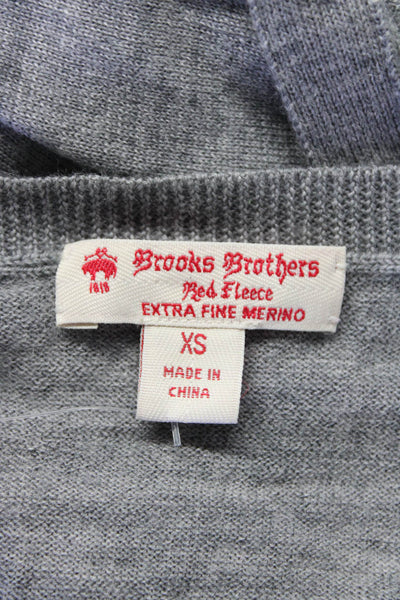 Brooks Brothers Womens Merino Wool Button Down Cardigan Gray Size XS