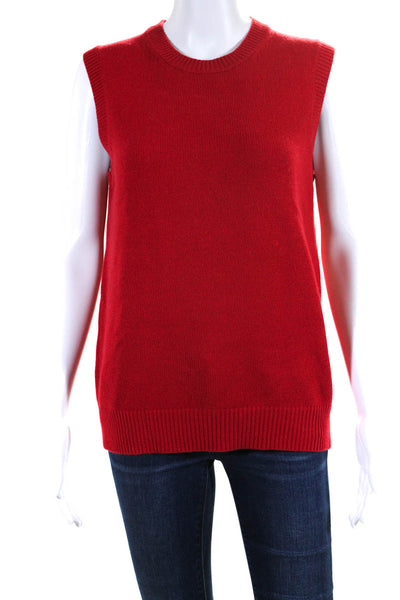 Michael Kors Womens Sleeveless Crew Neck Cashmere Knit Top Red Size Large