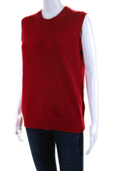 Michael Kors Womens Sleeveless Crew Neck Cashmere Knit Top Red Size Large