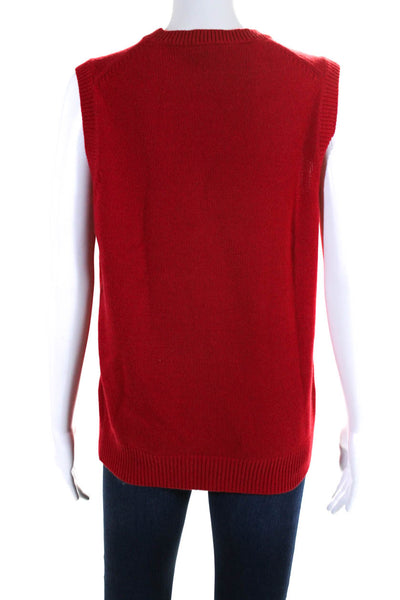 Michael Kors Womens Sleeveless Crew Neck Cashmere Knit Top Red Size Large