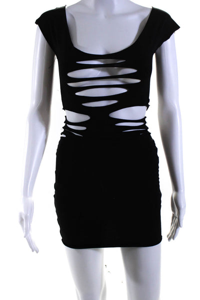 Tiger Mist Women's V-Neck Sleeveless Strappy Bodycon Mini Dress Black Size XS